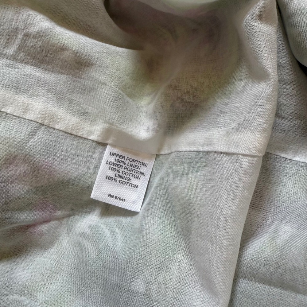 J. Jill Linen Cotton Tropical Floral Striped Midi Vacation Dress Tan Green M - Picture 7 of 11